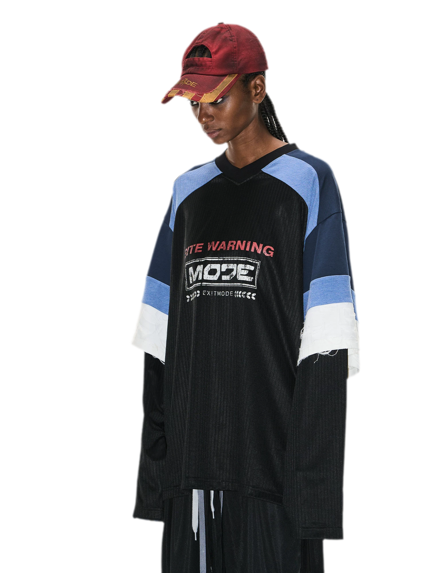 Textured Colorblock Faux-Layer T-Shirt