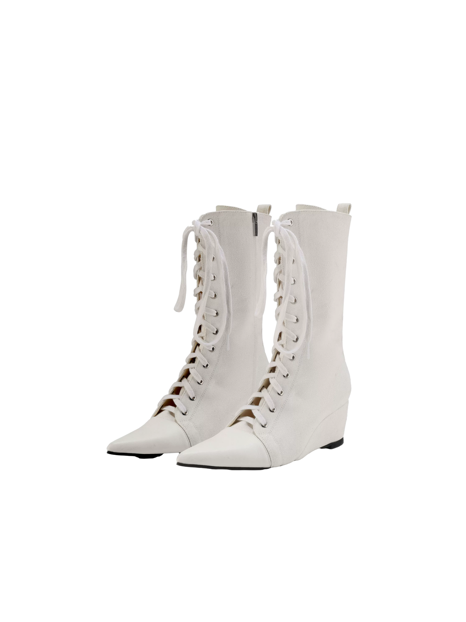 Canvas Pointed Toe Boots