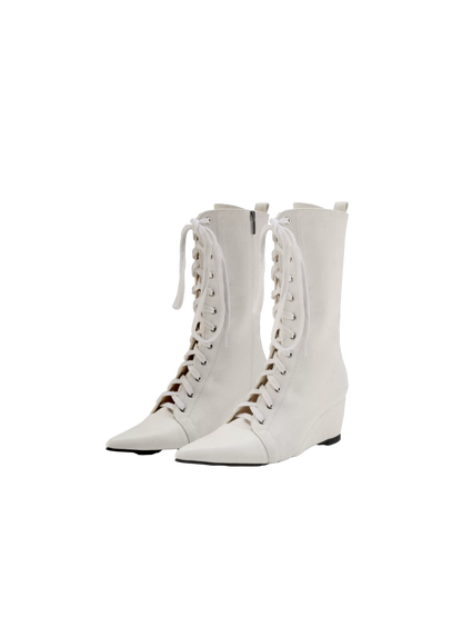 Canvas Pointed Toe Boots