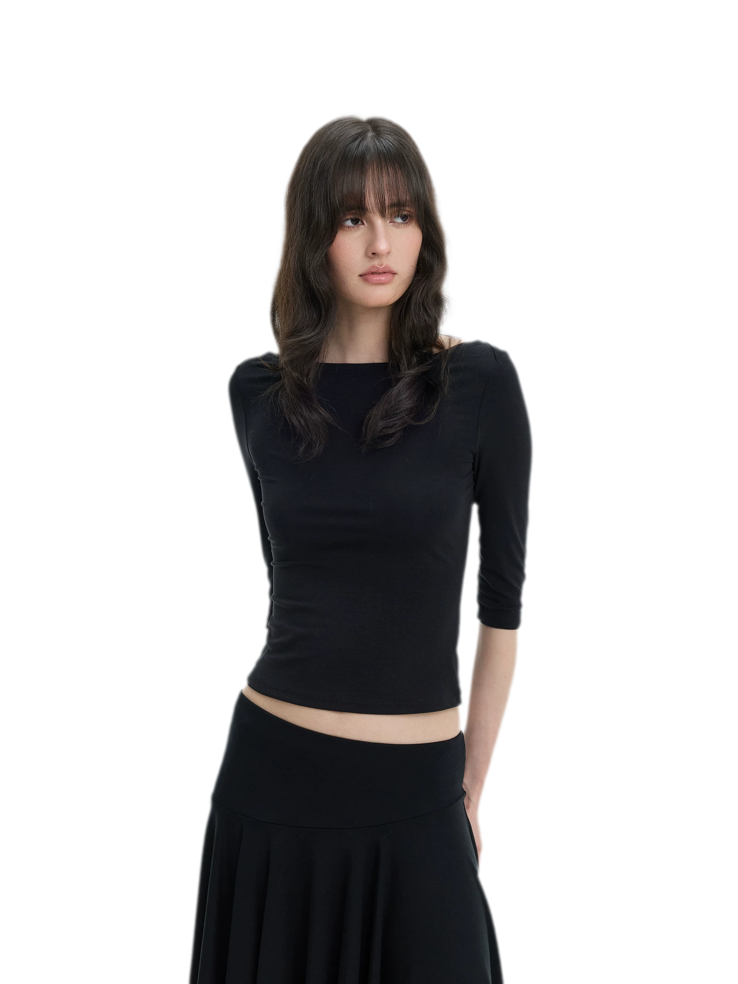 Lyocell Boat Neck Knit Top