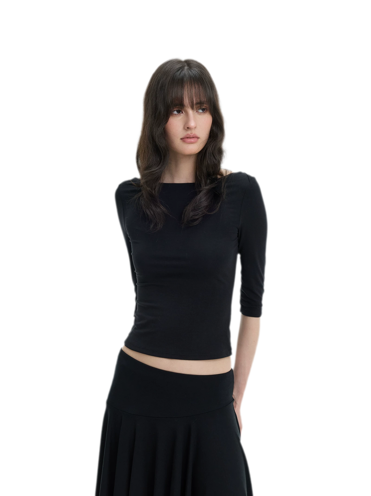 Lyocell Boat Neck Knit Top
