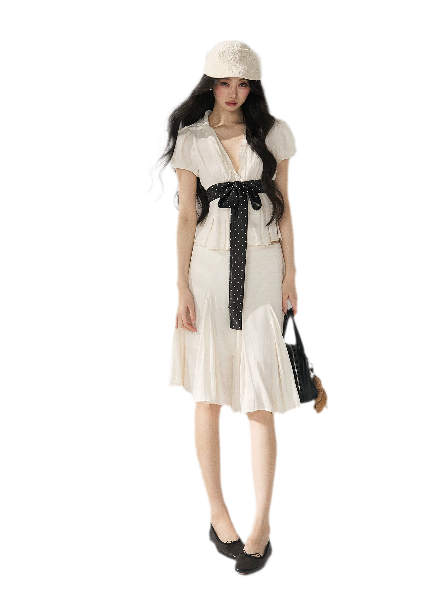 Tie Waist V Neck Tee