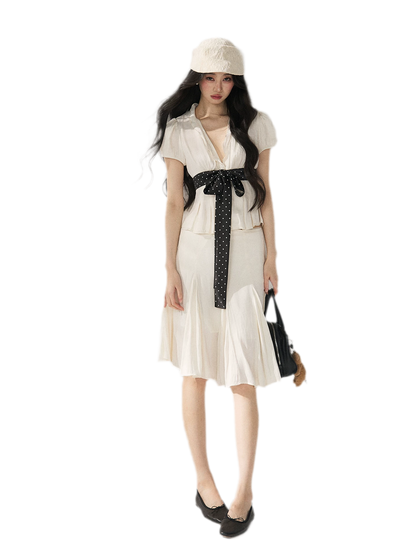 Tie Waist V Neck Tee