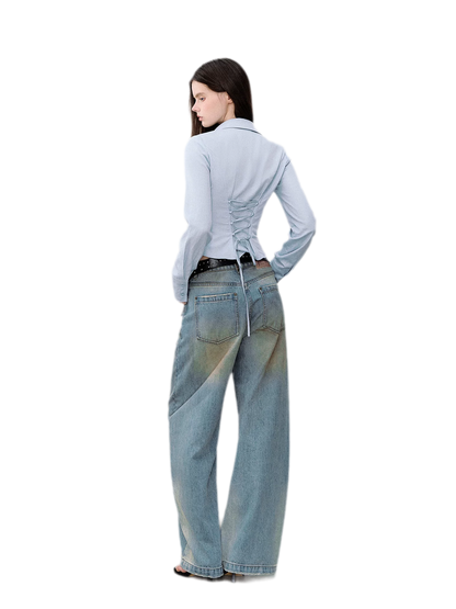 Cutout Tie Waist Shirt