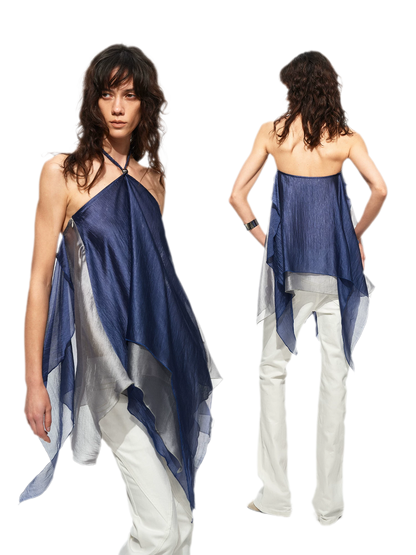 Handwoven Contrast Hem Bandeau Top