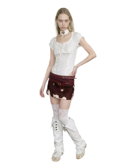 Fuzzy Mottled Low-Rise Mini Skirt