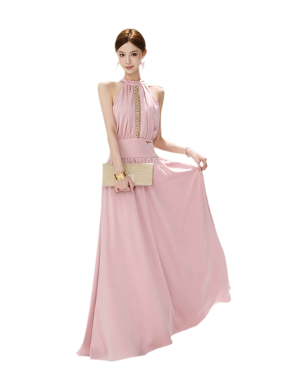 Rhinestone Halter Maxi Dress