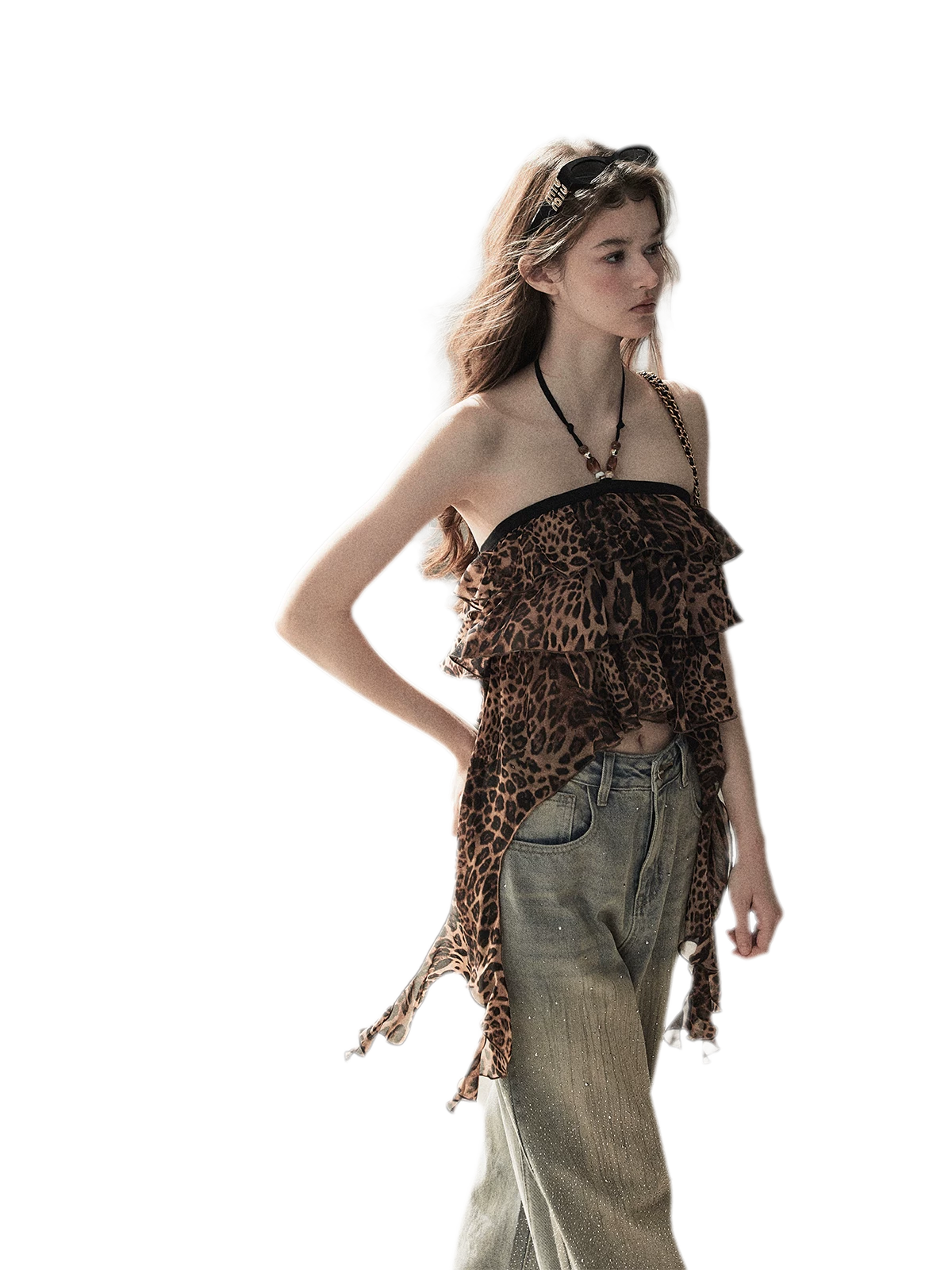 Leopard Ruffle Halter Top