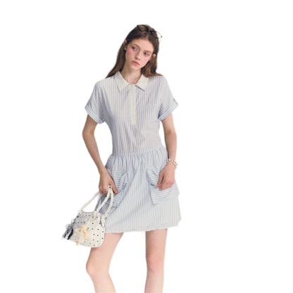 Striped Lace Trim Dress