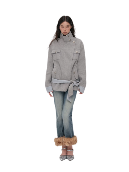 Heavyweight Contrast Wool Coat