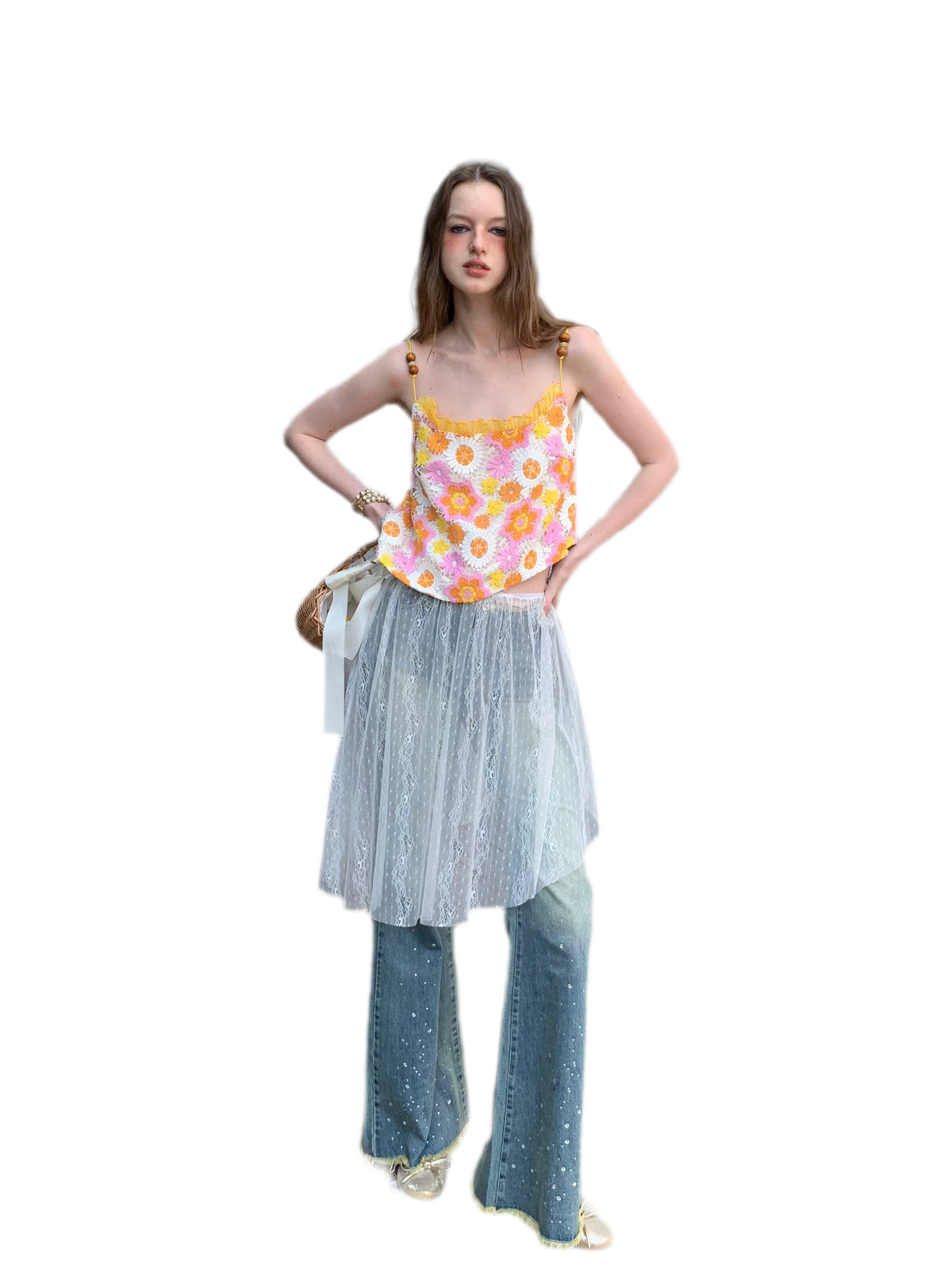 Lace Daisy Embroidery Slip Dress