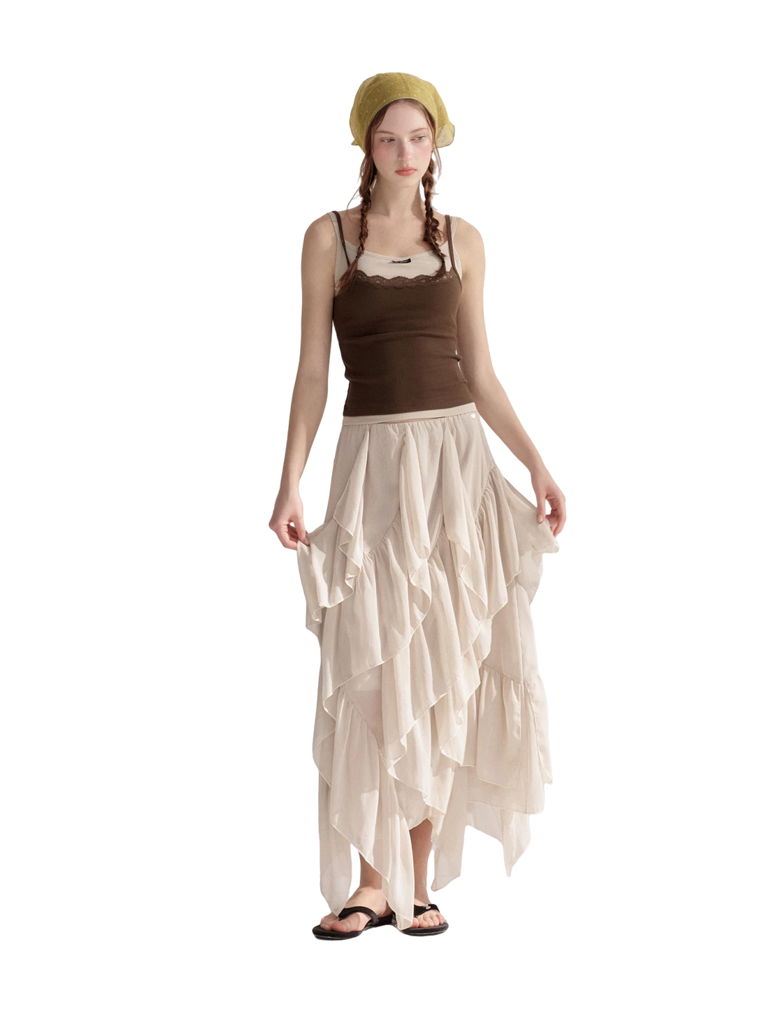 Irregular Ruffle Edge Chiffon Skirt
