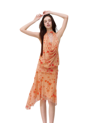 Heart Hunter Vacation Floral Halter Top &amp; Skirt