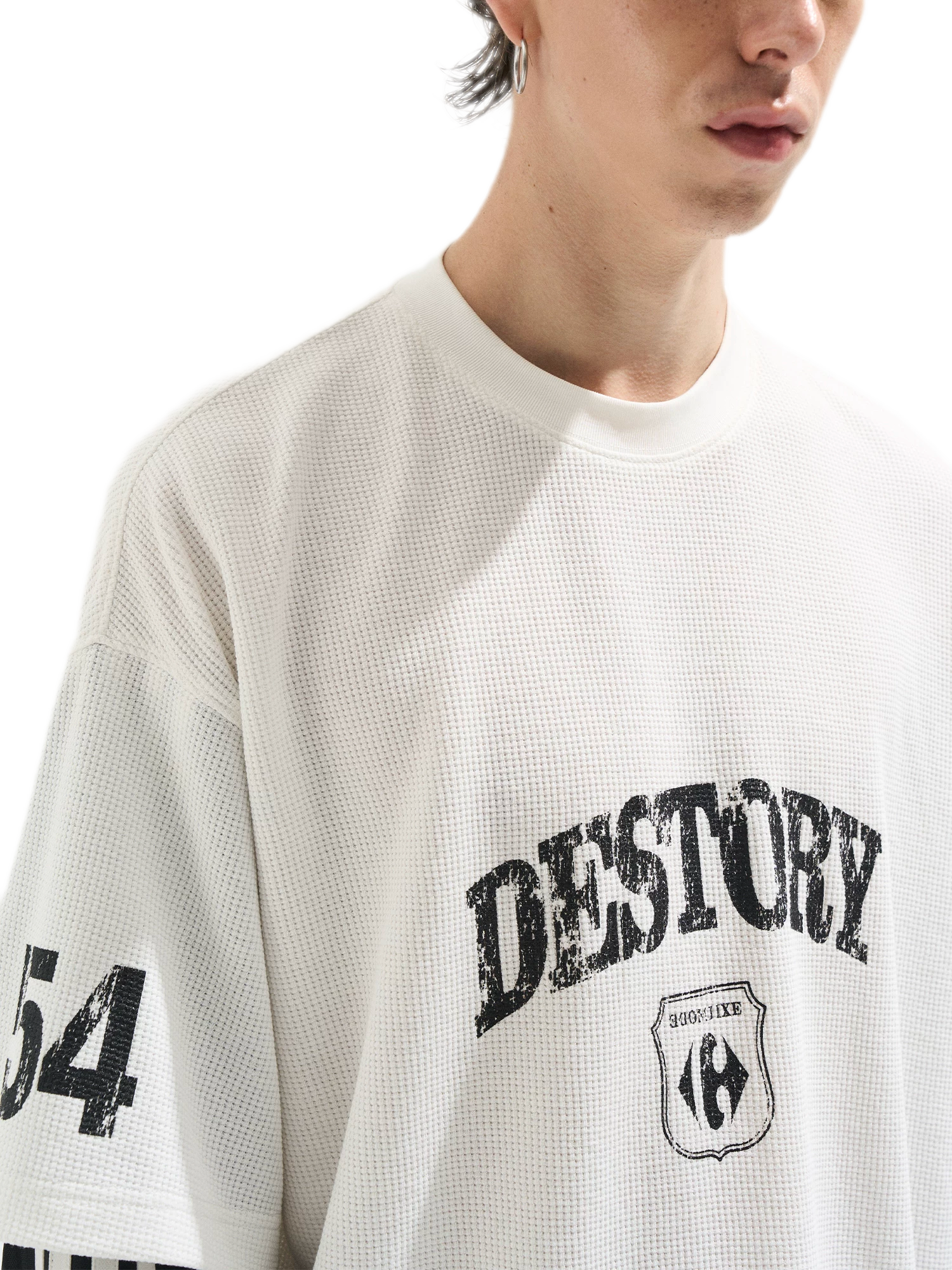 Distressed Graphic Layered Long-Sleeve Tee