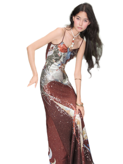 Illustrated Halter Mermaid Dress
