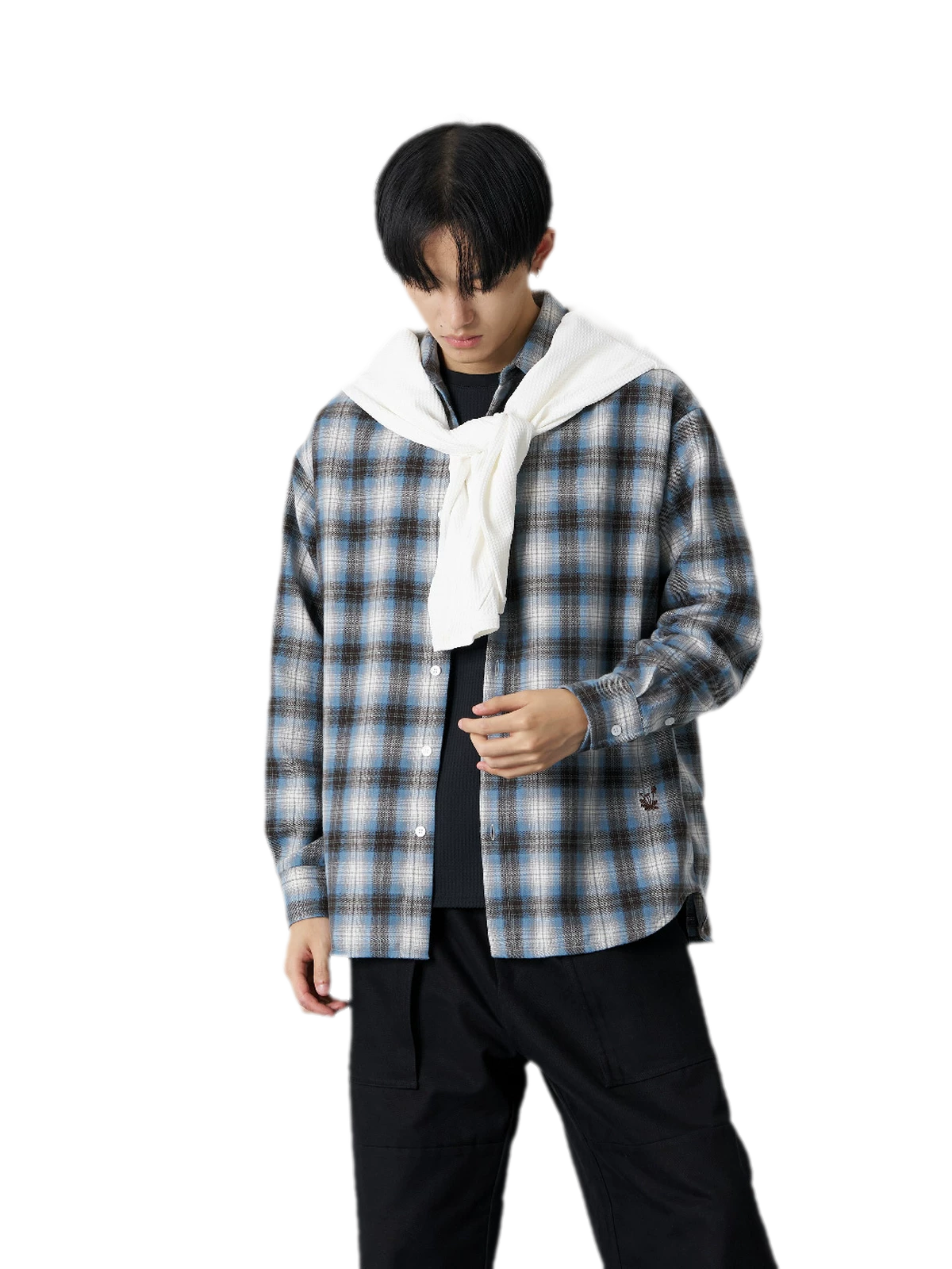 Textured Yarn-Dyed Plaid Overshirt