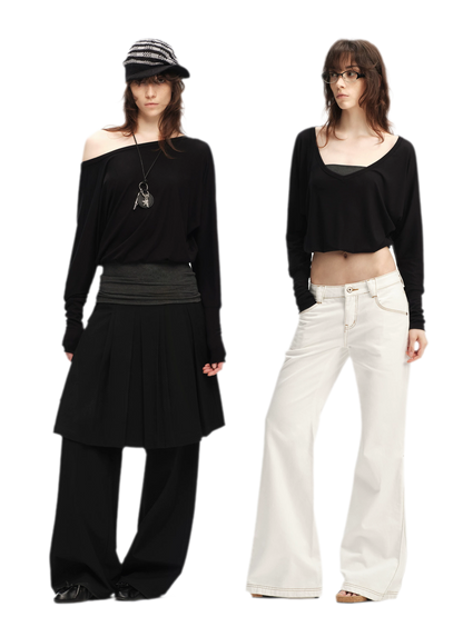 Lyocell Asymmetric Off-Shoulder Top