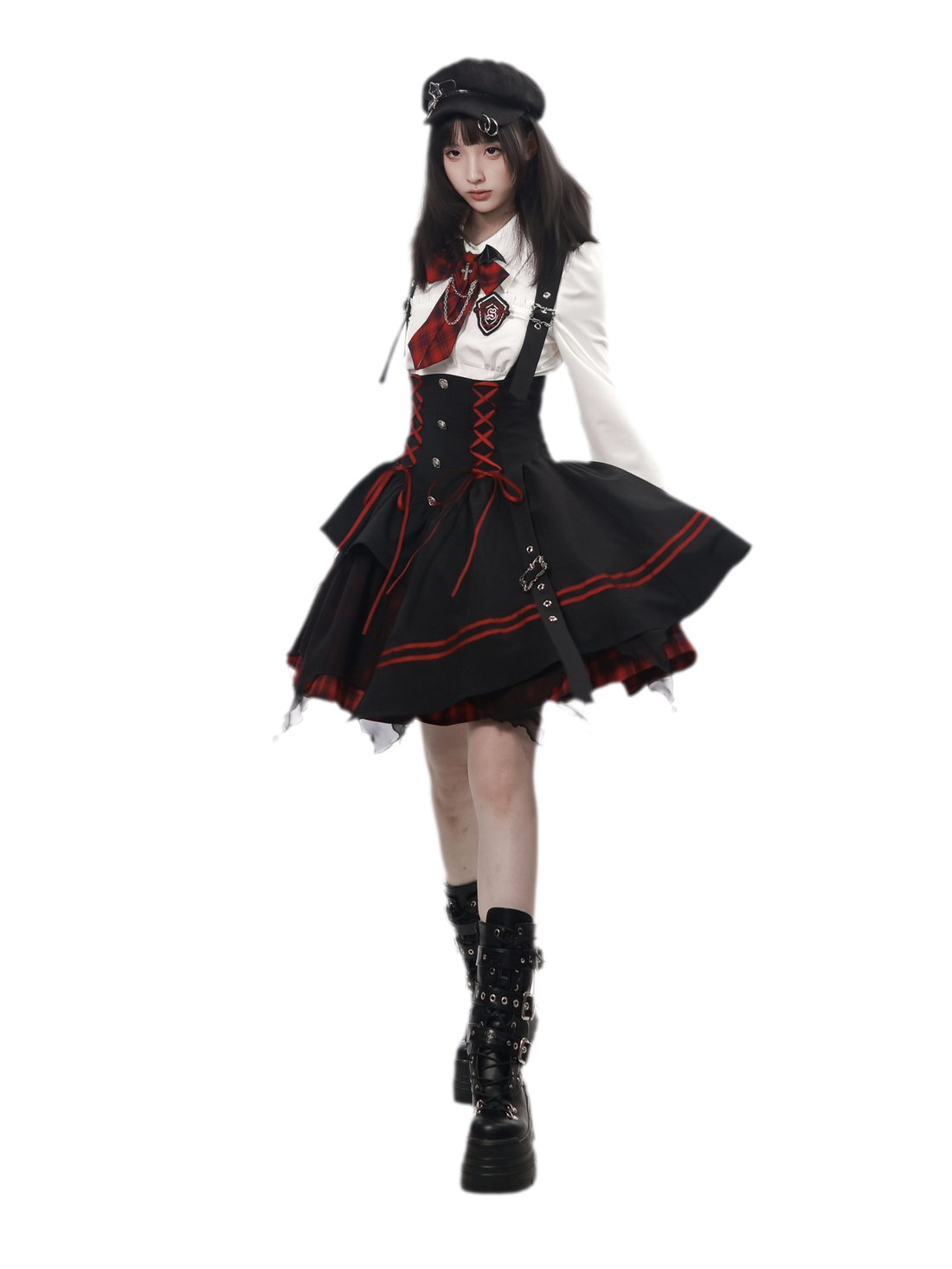 Gothic Puff-Sleeve Blouse Dress