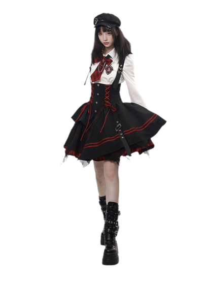 Gothic Puff-Sleeve Blouse Dress