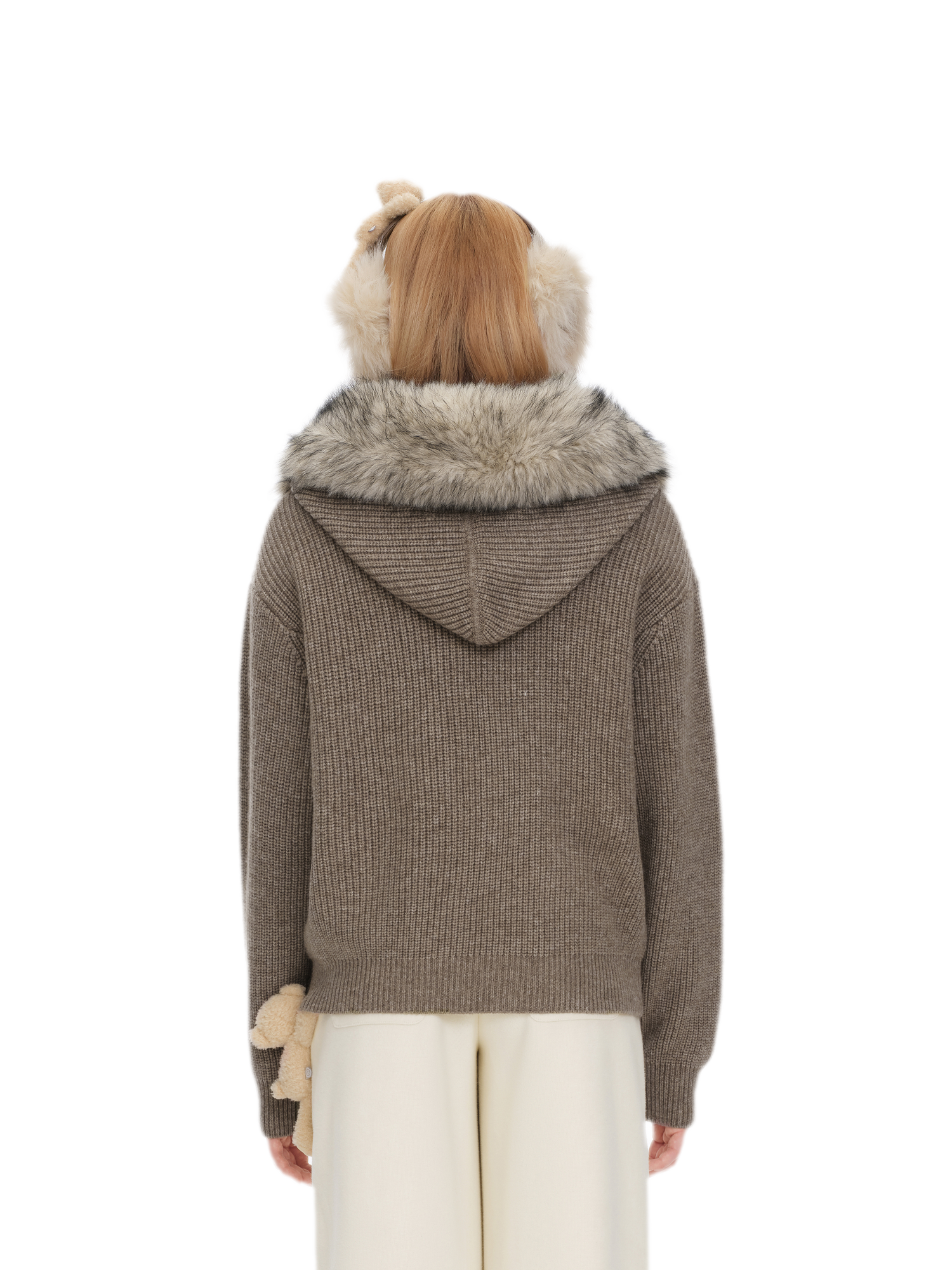 Pom-Pom Hooded Knit Sweater
