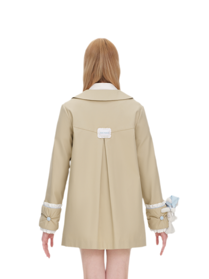 Textured Cotton Double-Breasted Trench Dress