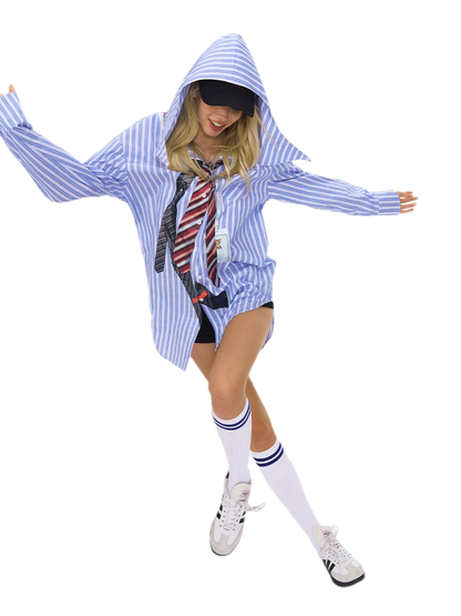 Striped Hooded Shirt