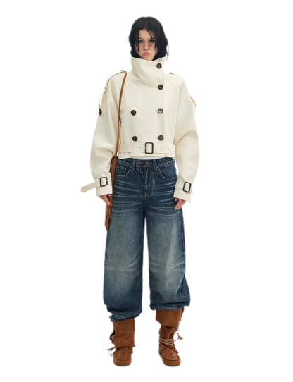 Vintage Wash Wide-Leg Jeans