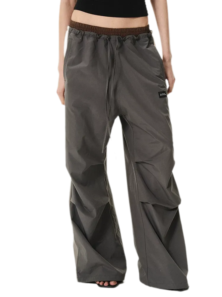 Pleated Contrast Wide-Leg Pants