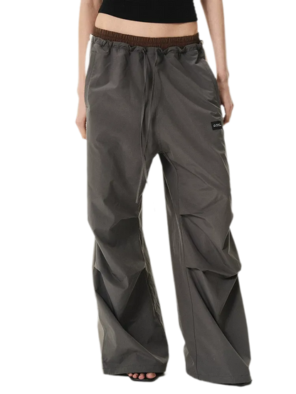 Pleated Contrast Wide-Leg Pants