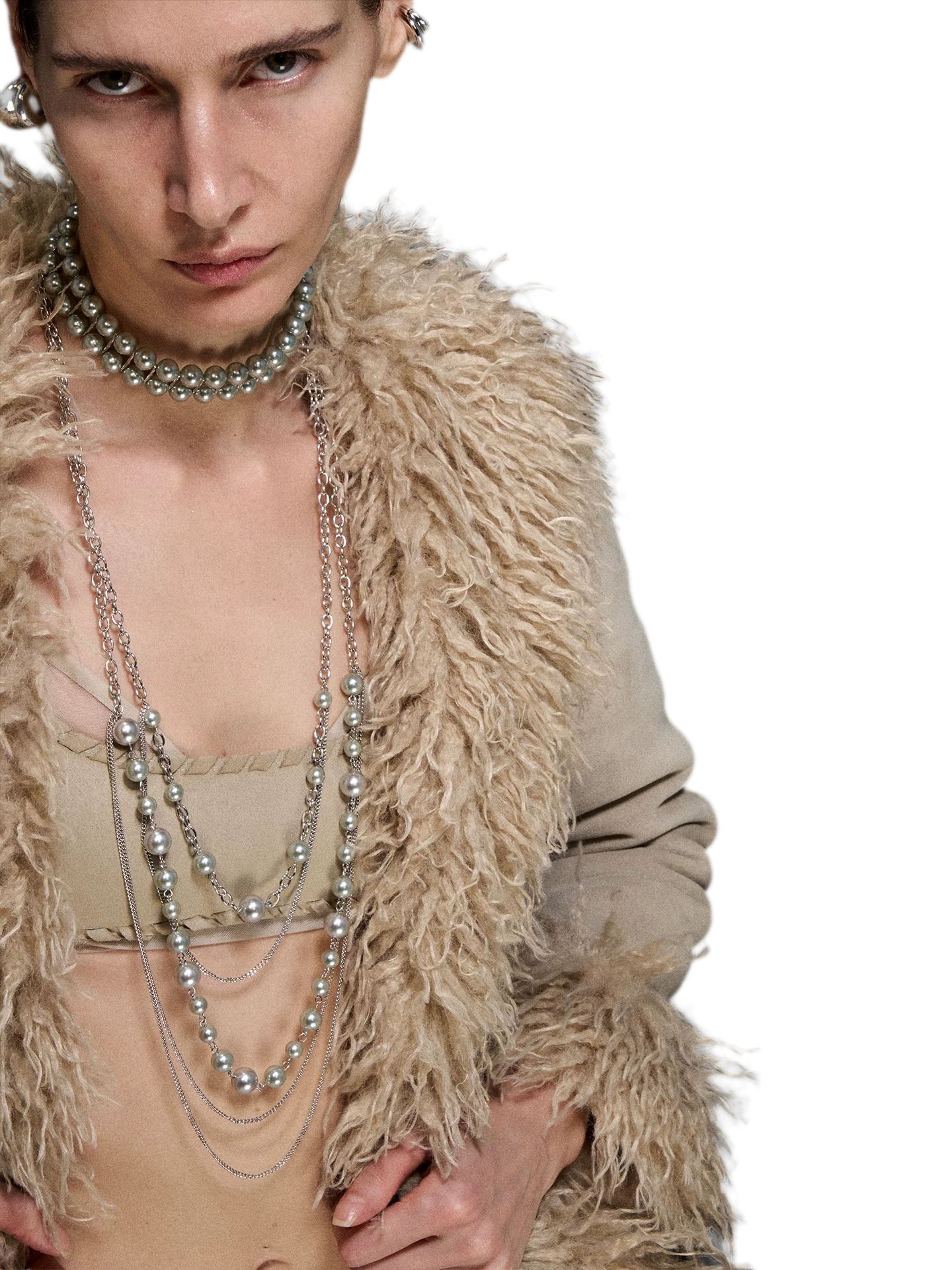 M2M Original Vintage Double Layer Pearl Metal Choker