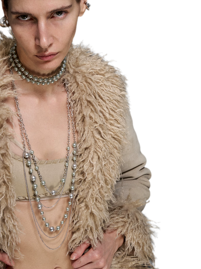 M2M Original Vintage Double Layer Pearl Metal Choker