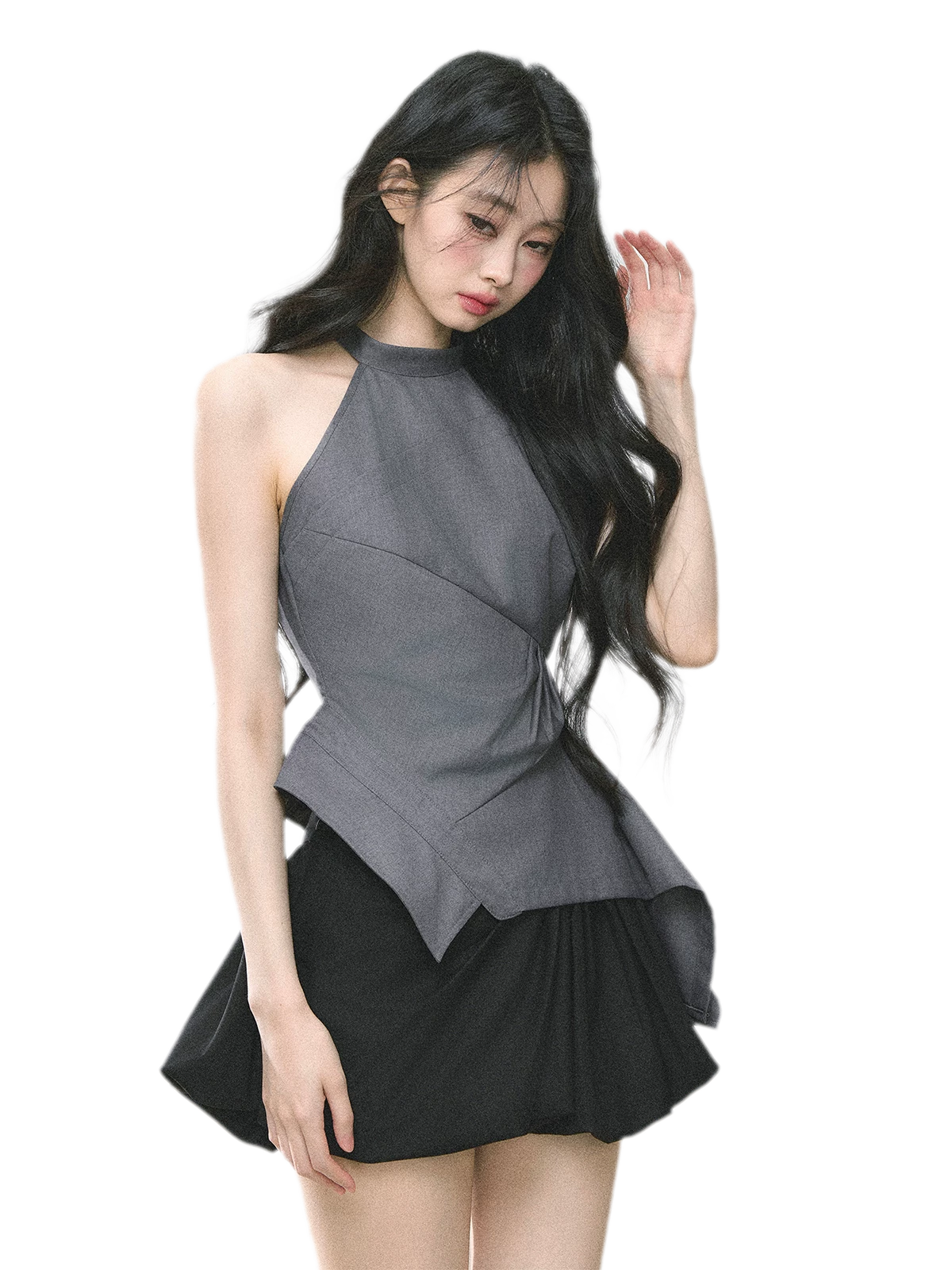 Halter Sculpted Crop Tee
