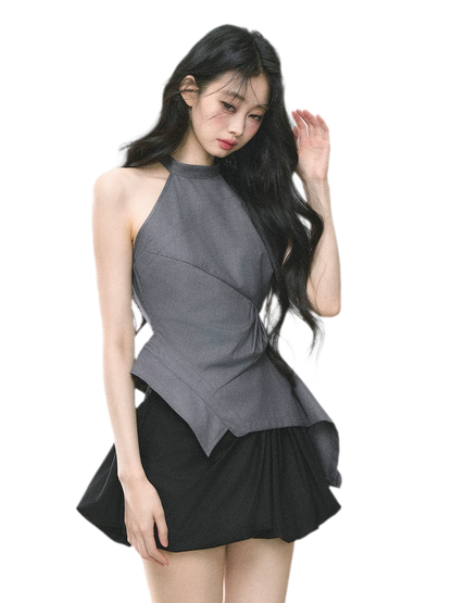 Halter Sculpted Crop Tee