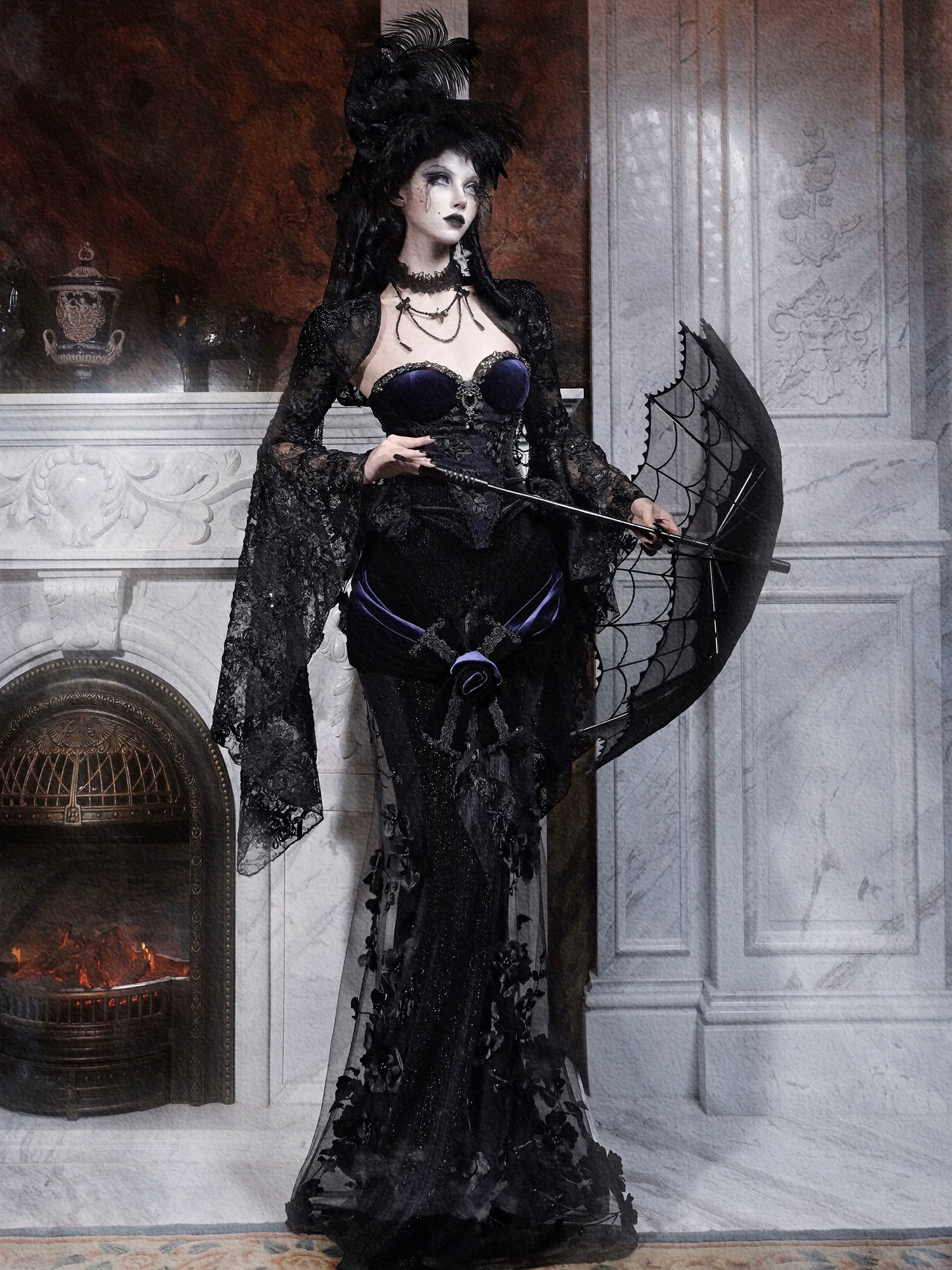 Feather Veil Gothic Hat