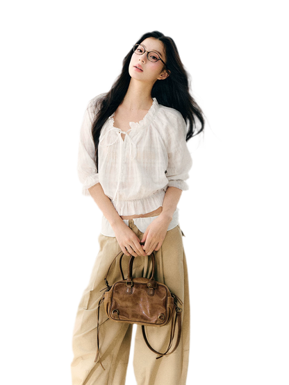 Sheer Ruffled Chiffon Blouse