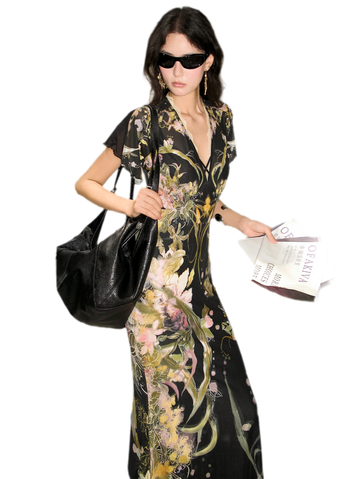 Aquarell-Blumen-Fischschwanzkleid