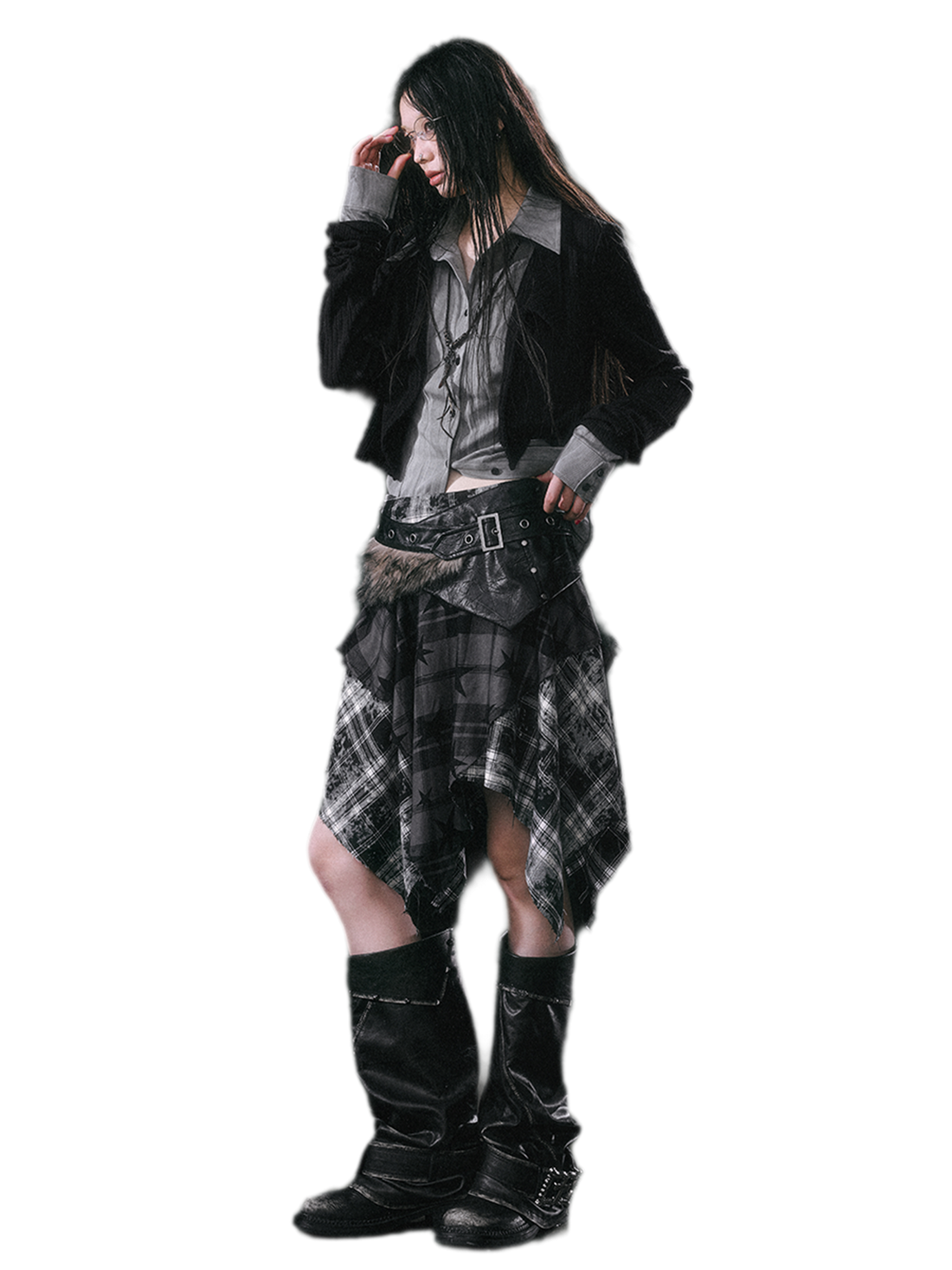 Cest Nous Star Plaid Raw-Edge Skirt – view 2