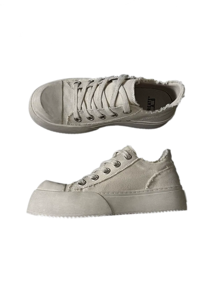 Distressed Platform Canvas Sneakers