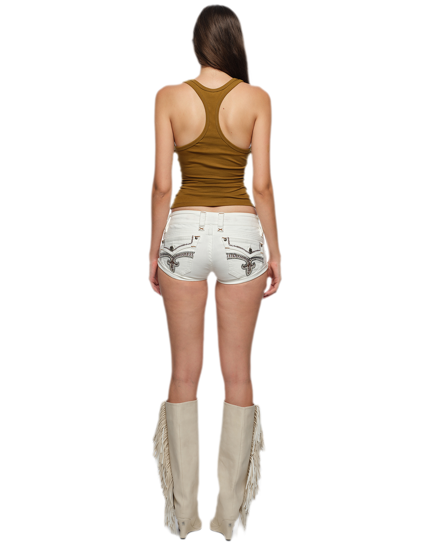 Embroidered Slim Shorts