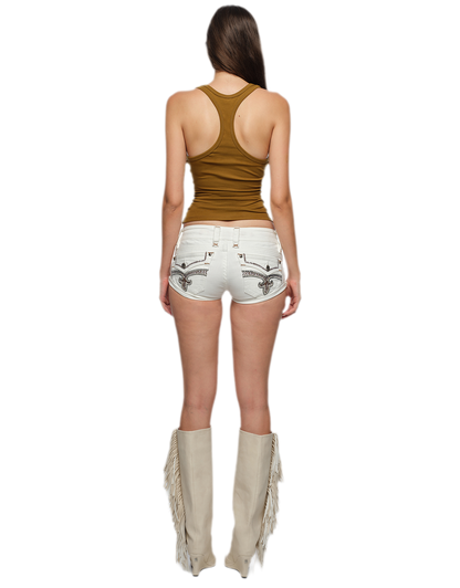 Embroidered Slim Shorts