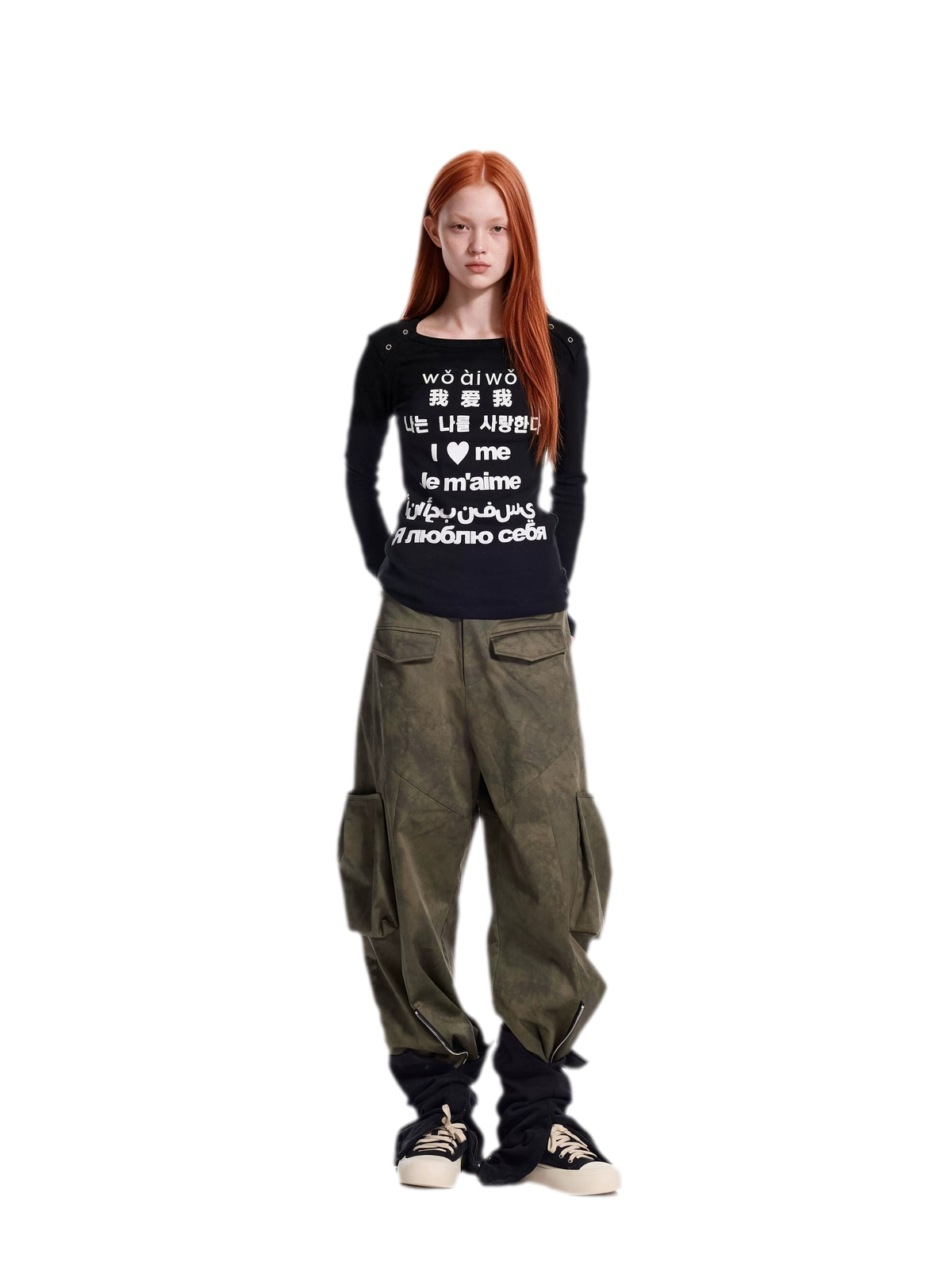 Washed Twill Wide-Leg Pants