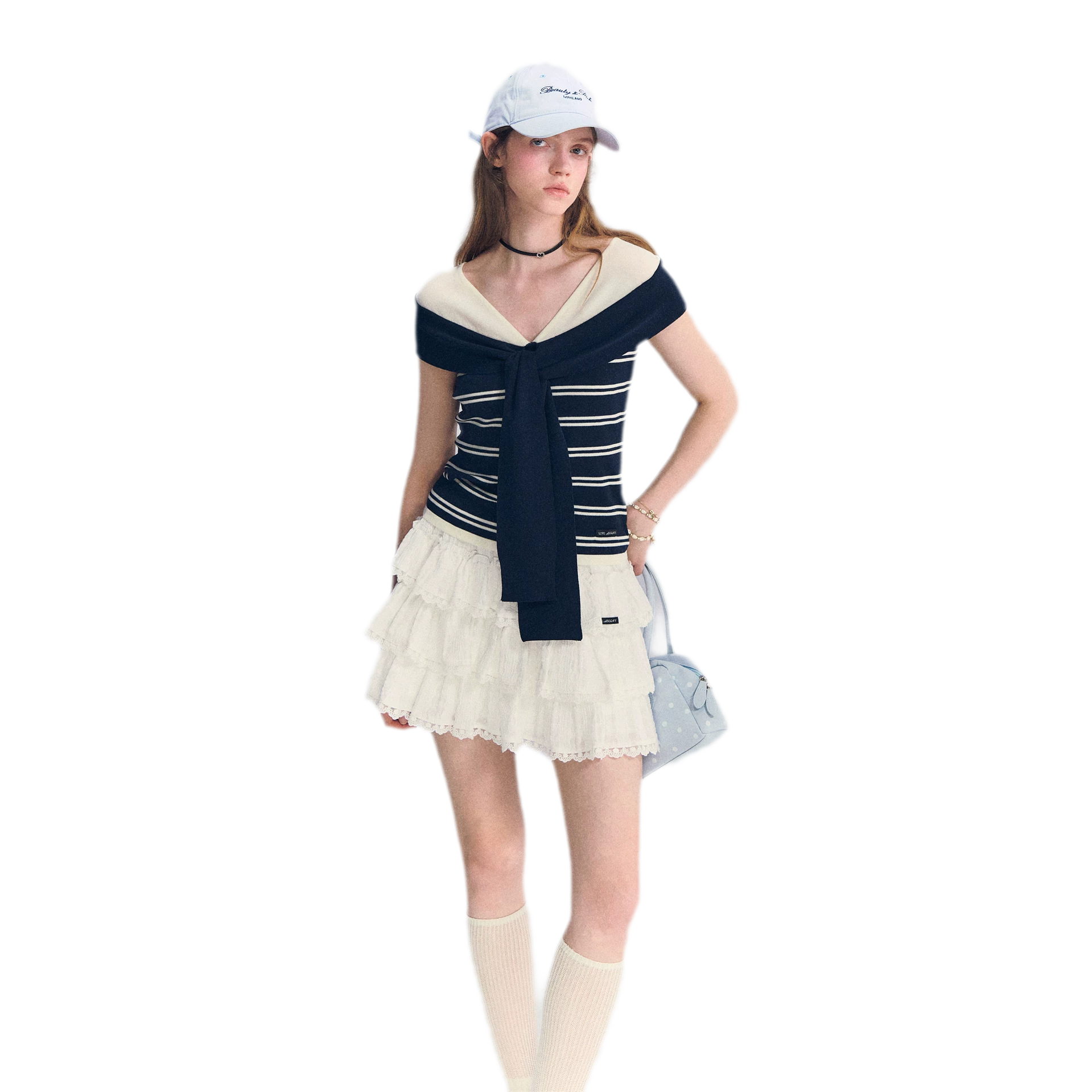 Colorblock Off-Shoulder Tee