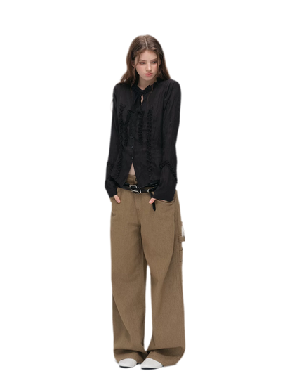 Textured Lace Waist-Shaped Shirt