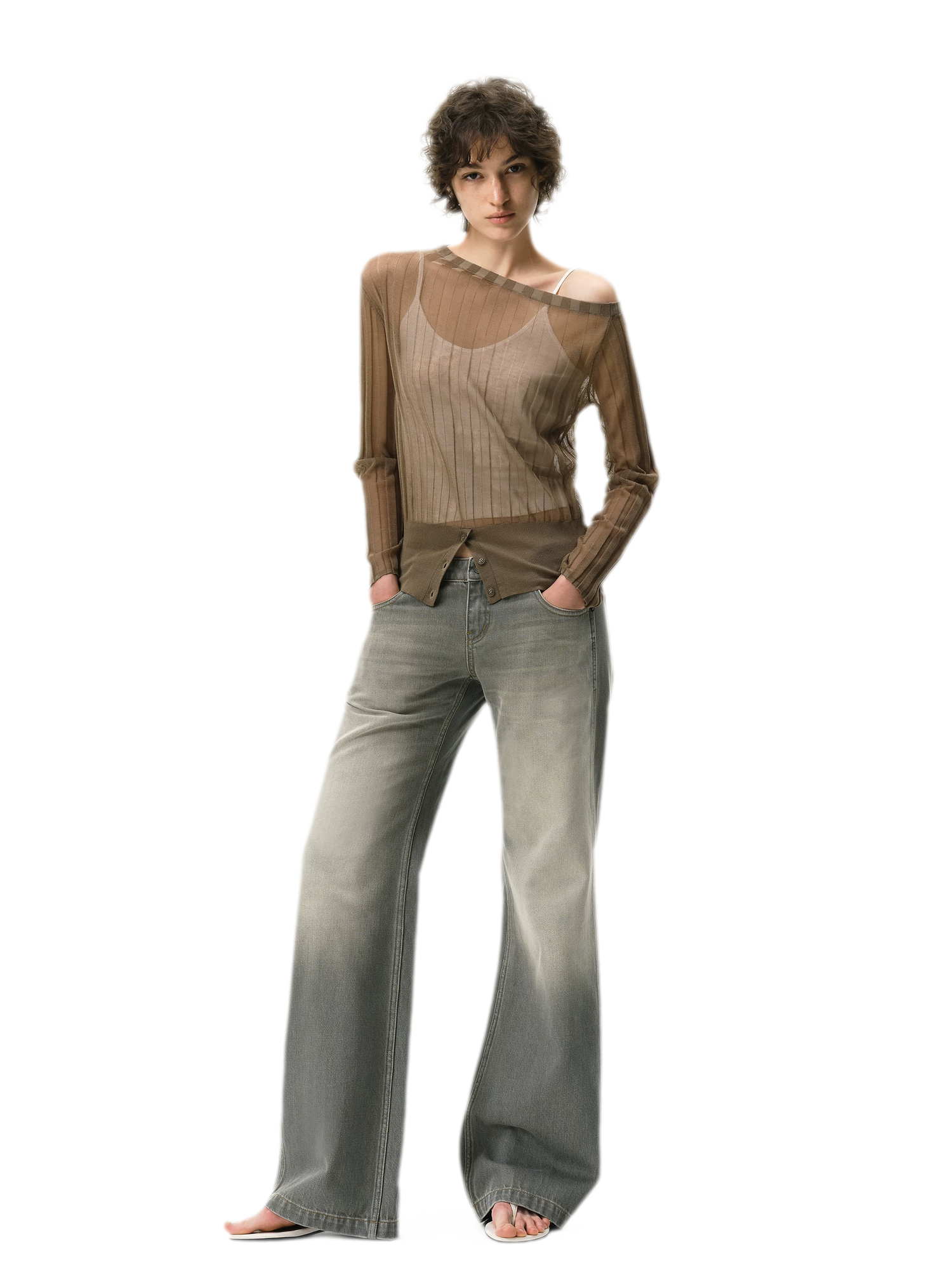 Distressed Gray Straight Jeans