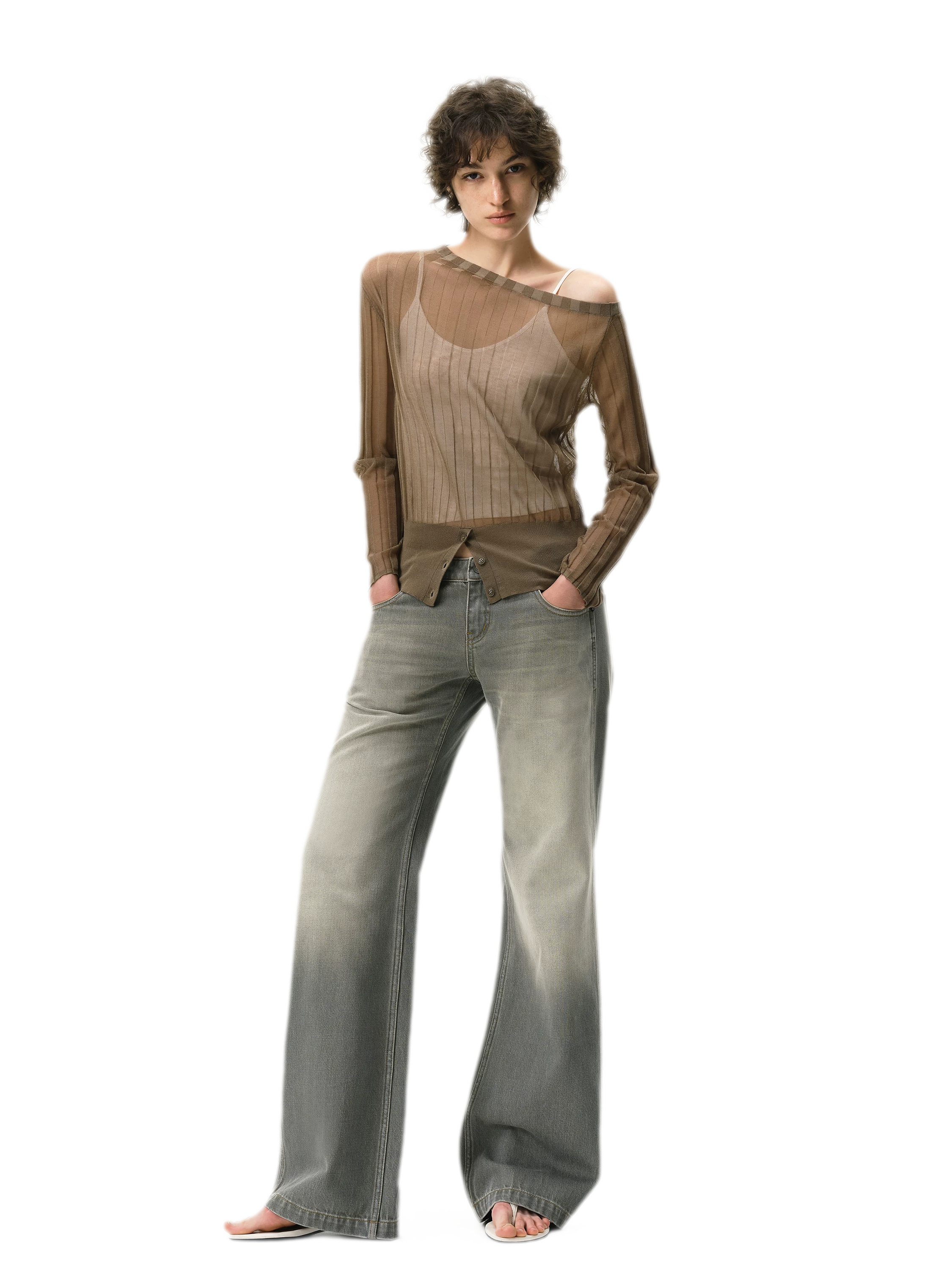 Distressed Gray Straight Jeans