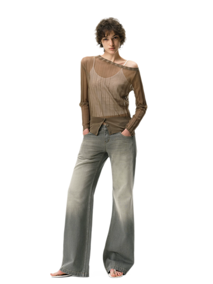 Distressed Gray Straight Jeans