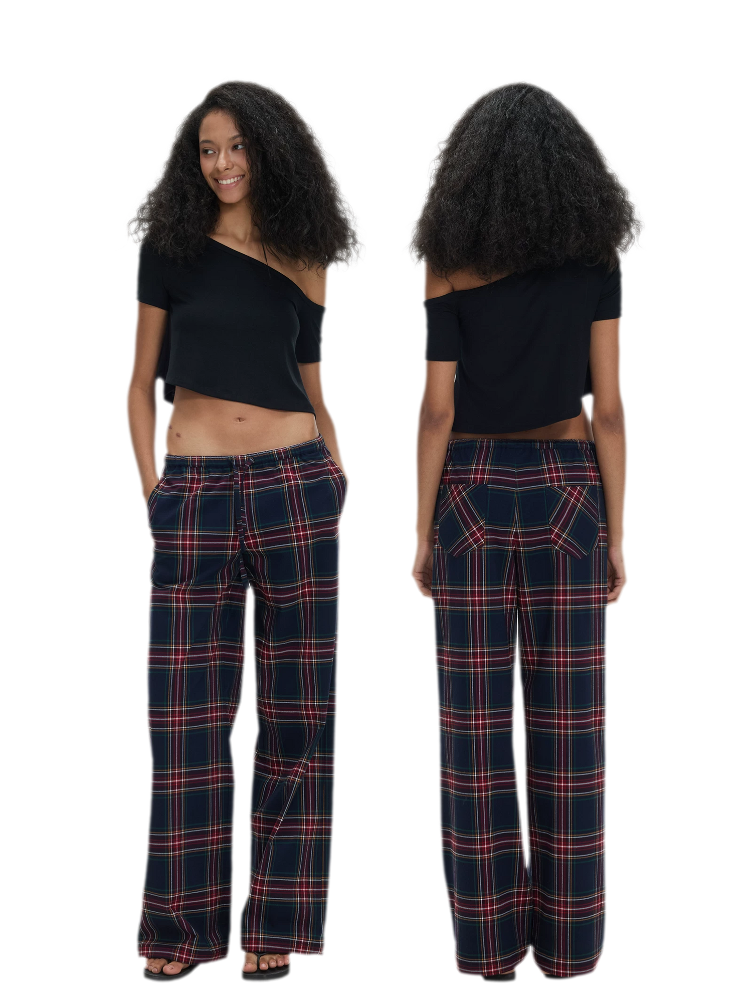 Vintage Plaid Low-Rise Bottoms