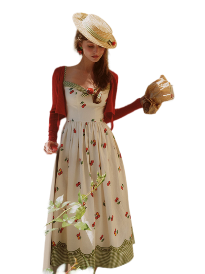 Cherry Print Fitted Dress