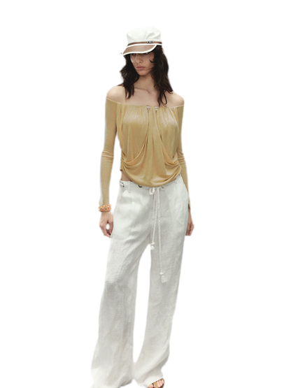Tencel Wool Off-Shoulder Top