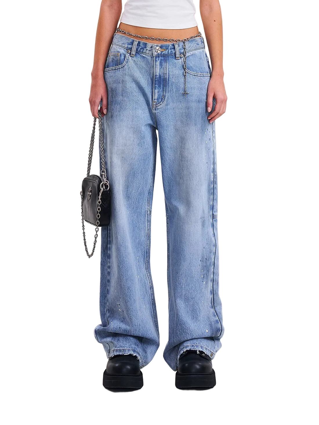 Cross Statue Wide Straight Jeans